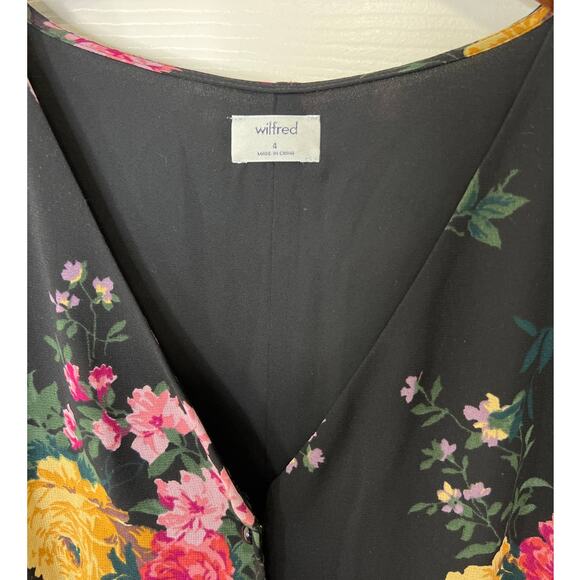 Aritzia Wilfred Nazaire Button Front Long Sleeve Black Floral Frenzy Dress - Picture 4 of 10